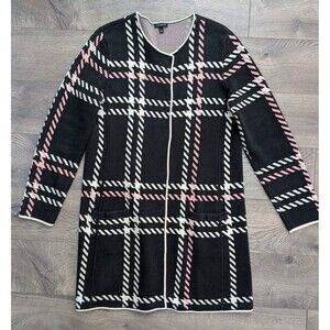 Talbots Women's Sz M Knit Long Button-Down Cardigan Sweater with Pockets Black